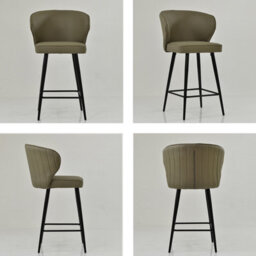 Lakeland Furniture Colby Taupe Faux Leather Black Fixed Leg Base Bar Stool - thumbnail 2