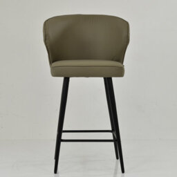 Lakeland Furniture Colby Taupe Faux Leather Black Fixed Leg Base Bar Stool - thumbnail 3