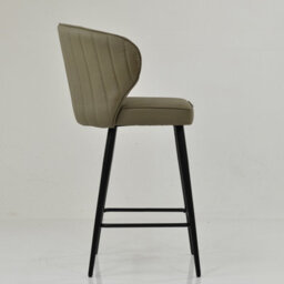 Lakeland Furniture Colby Taupe Faux Leather Black Fixed Leg Base Bar Stool - thumbnail 5