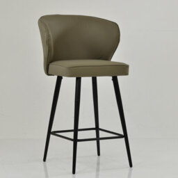 Lakeland Furniture Colby Taupe Faux Leather Black Fixed Leg Base Bar Stool - thumbnail 4