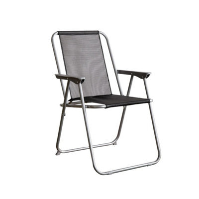 1 Foldable Garden Chair Fixed Position Garden Chair Grey Frame And Black Fabric - image 1