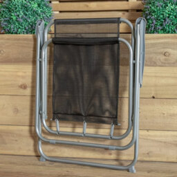 1 Foldable Garden Chair Fixed Position Garden Chair Grey Frame And Black Fabric - thumbnail 3