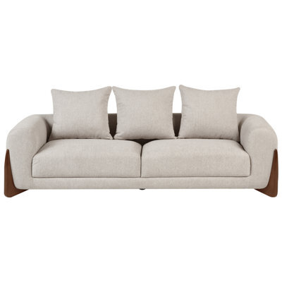 Wyld And Coco Aurora 6-Seater Taupe Fabric Sofa Set With Wooden Legs - Armchair, 2-Seater And 3-Seater - image 1