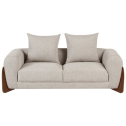 Wyld And Coco Aurora 6-Seater Taupe Fabric Sofa Set With Wooden Legs - Armchair, 2-Seater And 3-Seater - thumbnail 8