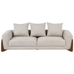 Wyld And Coco Aurora 6-Seater Taupe Fabric Sofa Set With Wooden Legs - Armchair, 2-Seater And 3-Seater - thumbnail 1