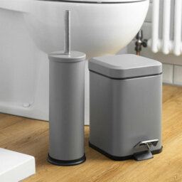 Harbour Housewares 2X Matt Grey Toilet Brushes With Holder Round Brush With Non Slip Base Rust Resistant Toilet Cleaning Brush Set - thumbnail 5