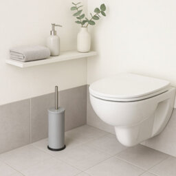 Harbour Housewares 2X Matt Grey Toilet Brushes With Holder Round Brush With Non Slip Base Rust Resistant Toilet Cleaning Brush Set - thumbnail 6