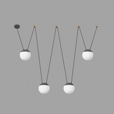 Luminosa Lighting Luminosa Mine 4 Light Ceiling Pendant Wood, Dark Grey, E27 - image 1