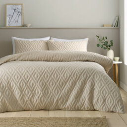 Catherine Lansfield Jacob Geo Soft Touch King Duvet Cover Set With Pillowcases Natural