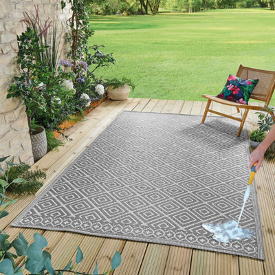 Gainsborough Grey Aztec Outdoor Rug, Weatherproof Recycled Polypropylene, 175 X 270Cm, Mould And Uv Resistant - image 1