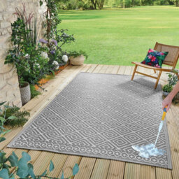 Gainsborough Grey Aztec Outdoor Rug, Weatherproof Recycled Polypropylene, 175 X 270Cm, Mould And Uv Resistant - thumbnail 1