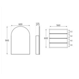 Homestylestore 600 X 900mm Wall Mounted Arched Mirrored Door Bathroom Cabinet - thumbnail 2
