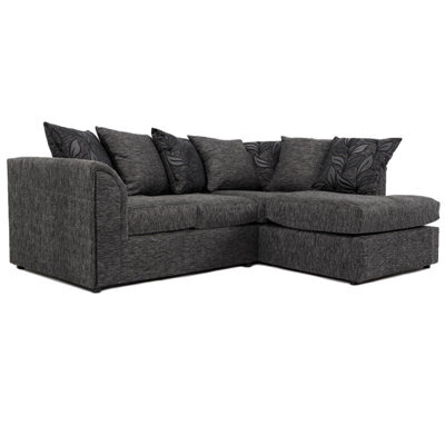 Furnishings For Less UK Byron Dundee Chenille Fabric 3 To 4 Seater L Shaped Corner Sofa  Grey Right Hand Facing - image 1