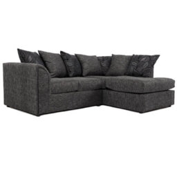 Furnishings For Less UK Byron Dundee Chenille Fabric 3 To 4 Seater L Shaped Corner Sofa  Grey Right Hand Facing - thumbnail 1