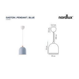 Nordlux Gaston Metal Pendant Light White Inner Blue,mains - thumbnail 5