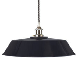 Navy Blue Large Chancery Painted Dome Pendant Light With Nickel Lamp Holder And Black Twisted Cable - Se Home - thumbnail 1