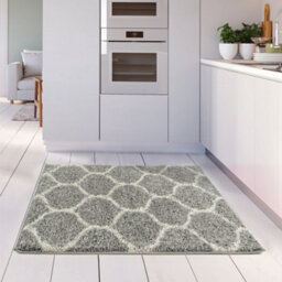 The Rugs Moroccan Shaggy Rugs And Runners Soft Fluffy Trellis Design High Pile Grey And Ivory  Living Room Kitchen Hallway 610 - thumbnail 5