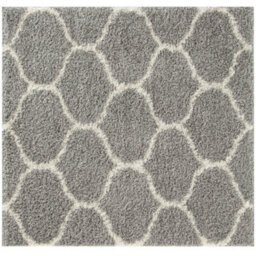 The Rugs Moroccan Shaggy Rugs And Runners Soft Fluffy Trellis Design High Pile Grey And Ivory  Living Room Kitchen Hallway 610 - thumbnail 1