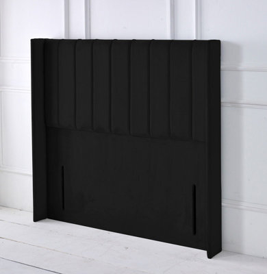 "Adore Designs Portland Winged Plush Velvet 5Ft Kingsize 50"" Floor Standing Headboard - Black"