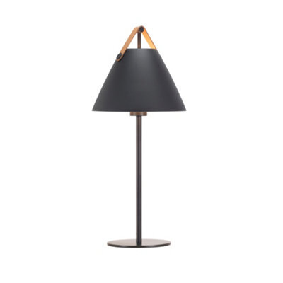 Nordlux Dftp Strap Indoor Table Lamp Black Metal E27 Brown & Black Strap - Mains Powered, Ip20 - image 1
