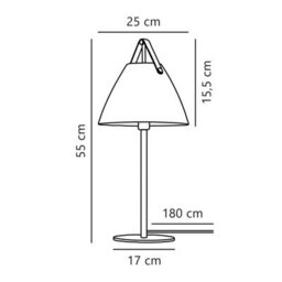 Nordlux Dftp Strap Indoor Table Lamp Black Metal E27 Brown & Black Strap - Mains Powered, Ip20 - thumbnail 6