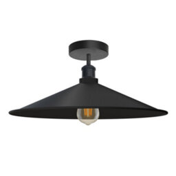 Vintage Ceiling Light, Flush Mounted E27 Industrial Ceiling Light Fixture For Bedroom Restaurant Cafe (Black, With Bulb) - thumbnail 1