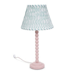 Valuelights Bobbles Rose Pink Bobbin Table Lamp With Green Arrow Pleated Shade - Led Bulb Included - thumbnail 1