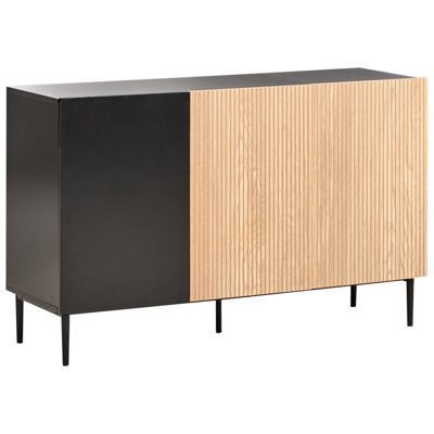 Beliani Cabinet Blythe Natural Ash Wood Black - image 1