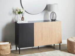 Beliani Cabinet Blythe Natural Ash Wood Black - thumbnail 2
