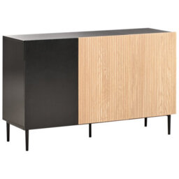 Beliani Cabinet Blythe Natural Ash Wood Black - thumbnail 1