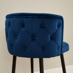 The Furniture Market Bella Boutique Blue Velvet Bar Stool Luxurious Design With Deep Button Back Black Satin Metal Legs Comfortable & Adjustable - thumbnail 6