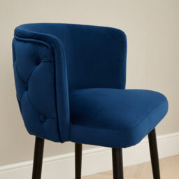 The Furniture Market Bella Boutique Blue Velvet Bar Stool Luxurious Design With Deep Button Back Black Satin Metal Legs Comfortable & Adjustable - thumbnail 5