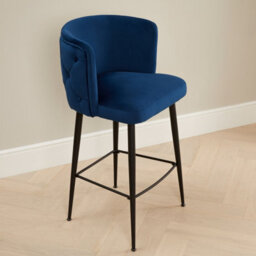 The Furniture Market Bella Boutique Blue Velvet Bar Stool Luxurious Design With Deep Button Back Black Satin Metal Legs Comfortable & Adjustable - thumbnail 7