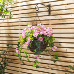 Christow Artificial Petunia Wicker Hanging Basket Uv Resistant Foliage Pink 30Cm - thumbnail 2