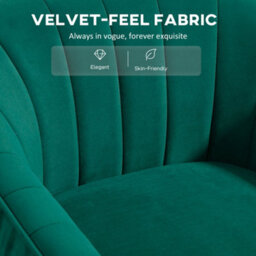 Homcom Velvet-Look Shell Shaped Chair With Thick Padded Seat, Green - thumbnail 6