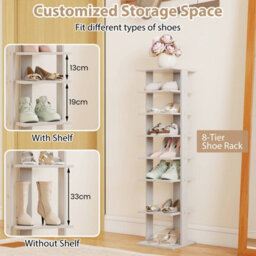 Gainoom 7-Tier Grey Vertical Shoe Rack Shoe Storage Organizer Shoe Tower - thumbnail 8