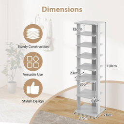 Gainoom 7-Tier Grey Vertical Shoe Rack Shoe Storage Organizer Shoe Tower - thumbnail 2