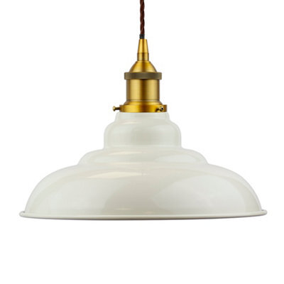 Clay White St Edmund's Painted Dome Pendant Light With Antique Gold Lamp Holder And Brown Twisted Cable - Se Home - image 1