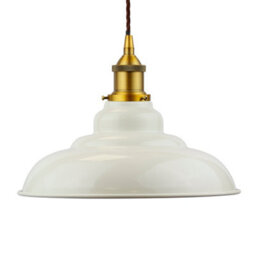 Clay White St Edmund's Painted Dome Pendant Light With Antique Gold Lamp Holder And Brown Twisted Cable - Se Home - thumbnail 1
