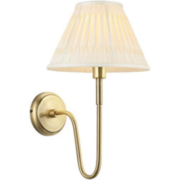 Loops Indoor Antique Brass Plate Wall Light - Ivory Silk Shade - Dimmable 10W Led E27 - thumbnail 1