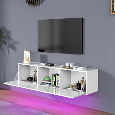High Gloss Led Tv Cabinet Stand Unit Wall Mounted Floating Cupboard Furniture - image 1