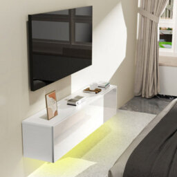 High Gloss Led Tv Cabinet Stand Unit Wall Mounted Floating Cupboard Furniture - thumbnail 4