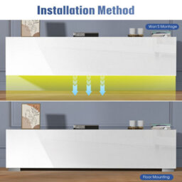 High Gloss Led Tv Cabinet Stand Unit Wall Mounted Floating Cupboard Furniture - thumbnail 5