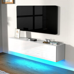 High Gloss Led Tv Cabinet Stand Unit Wall Mounted Floating Cupboard Furniture - thumbnail 3