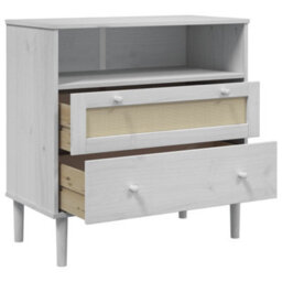 Berkfield Sideboard Senja Rattan Look White 80X40X80 Cm Solid Wood Pine - thumbnail 6