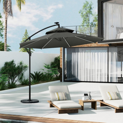 Breeins Black Outdoor Garden Patio Cantilever Parasol Patio Umbrellas For Backyard And Pool With Fillable Base And Cross Base - image 1