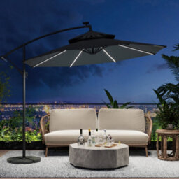 Breeins Black Outdoor Garden Patio Cantilever Parasol Patio Umbrellas For Backyard And Pool With Fillable Base And Cross Base - thumbnail 2