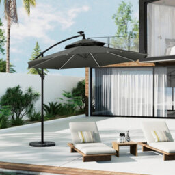 Breeins Black Outdoor Garden Patio Cantilever Parasol Patio Umbrellas For Backyard And Pool With Fillable Base And Cross Base - thumbnail 1