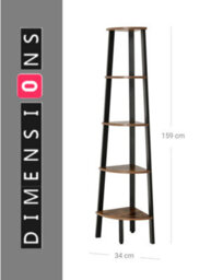 Modcraft Rustic 5-Tier Corner Ladder Shelf And Industrial Bookcase & Plant Stand - thumbnail 5