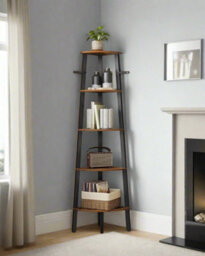 Modcraft Rustic 5-Tier Corner Ladder Shelf And Industrial Bookcase & Plant Stand - thumbnail 1